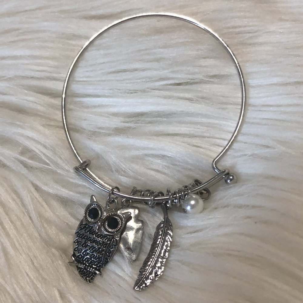 Owl Single Bangle Charm Bracelet NWOT